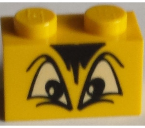 LEGO Brick 1 x 2 with Angry Eyes, Black fringe with Bottom Tube (3004 / 93792)