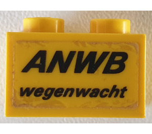 LEGO Kloss 1 x 2 med 'ANWB wegenwacht' Klistermärke med bottenrör (3004)