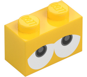 LEGO Brick 1 x 2 with Baby Yoshi Eyes Looking Up with Bottom Tube (3004 / 94649)