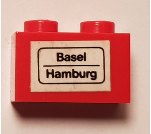 LEGO Cegła 1 x 2 z 'Basel - Hamburg' Naklejka z dolną rurką (3004)