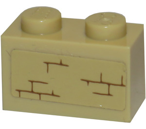 LEGO Brick 1 x 2 with Bricks Pattern (Right) Sticker with Bottom Tube (3004)