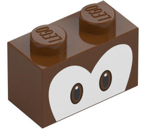 LEGO Brick 1 x 2 with brown eyes with Bottom Tube (3004 / 103790)