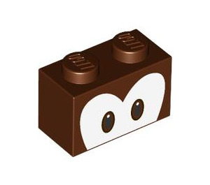 LEGO Brick 1 x 2 with brown eyes with Bottom Tube (3004 / 103790)