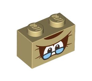 LEGO Brick 1 x 2 with Cranky Kong Eyes with Glasses with Bottom Tube (3004 / 103785)