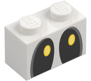 LEGO Ladrillo 1 x 2 con Dry Bones Amarillo Ojos Looking Upwards Izquierda con tubo inferior (3004 / 107976)