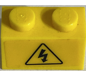 LEGO Brick 1 x 2 with Electricity Danger Sign Pattern Sticker with Bottom Tube (3004)