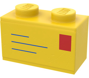 LEGO Brick 1 x 2 with Envelope Mail Sticker with Bottom Tube (3004)