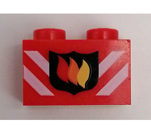 LEGO Brick 1 x 2 with Fire Logo with Bottom Tube (3004)