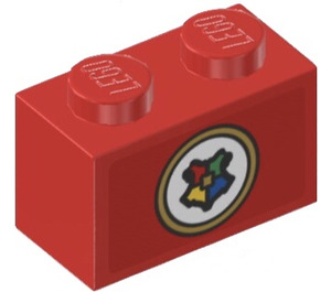 LEGO Backstein 1 x 2 mit Hogwarts crest Aufkleber mit Unterrohr (3004)