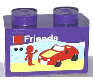 LEGO Brick 1 x 2 with Lego Set Package "Friends" Sticker with Bottom Tube (3004)