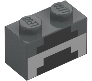 LEGO Brick 1 x 2 with Minecraft Black Lines with Bottom Tube (3004 / 37227)