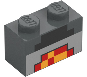 LEGO Cegła 1 x 2 z Minecraft Czarny, Czerwony, I Żółty Blocks z dolną rurką (3004 / 37228)