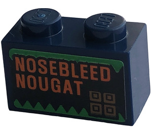 LEGO Steen 1 x 2 met 'NOSEBLEED NOUGAT' Sticker met buis aan de onderzijde (3004)