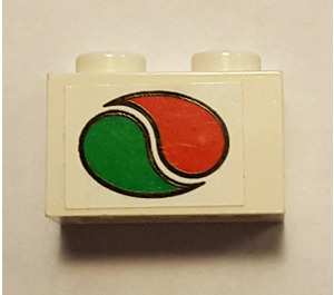 LEGO Brick 1 x 2 with Octan Logo Sticker with Bottom Tube (3004)