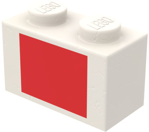 LEGO Brick 1 x 2 with Red Square Sticker from Set 6375-2 with Bottom Tube (3004)