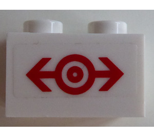 LEGO Brick 1 x 2 with Red Train Logo (Medium Size) Sticker with Bottom Tube (3004)