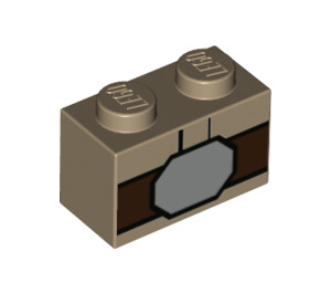 LEGO Brique 1 x 2 avec Argent Courroie buckle, brown Courroie avec tube inférieur (3004 / 42802)