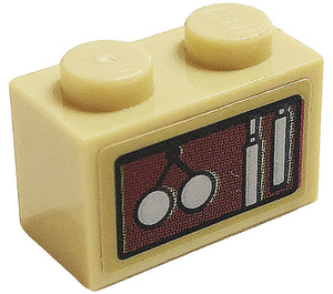 LEGO Brick 1 x 2 with Small Clock Pendulum Sticker with Bottom Tube (3004)