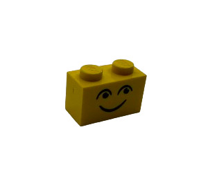 LEGO Brick 1 x 2 with Smiley Face with Eyebrows with Bottom Tube (3004)