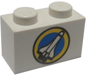 LEGO Brick 1 x 2 with Space Shuttle and Circle with Bottom Tube (3004)