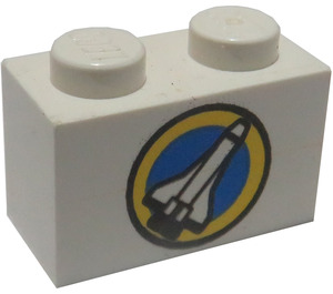 LEGO Brick 1 x 2 with Space Shuttle and Circle with Bottom Tube (3004 / 83480)