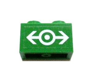 LEGO Brick 1 x 2 with Train Logo Sticker with Bottom Tube (3004)