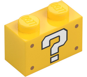 LEGO Brick 1 x 2 with White Question Mark with Bottom Tube (3004 / 79542)