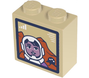 LEGO Kloss 1 x 2 x 1.6 med Knoppar på Ett Sida med Astronaut Huvud på Screen Klistermärke (1939)