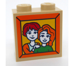 LEGO Stein 1 x 2 x 1.6 mit Noppen auf Ein(e) Seite mit Autumn und Mia Aufkleber (1939)