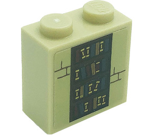 LEGO Brick 1 x 2 x 1.6 with Studs on One Side with Books on Bookcase and Bricks Sticker (22885)
