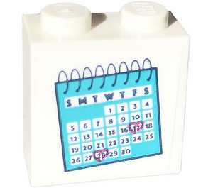 LEGO Brique 1 x 2 x 1.6 avec Goujons sur Une Côté avec Calendar Autocollant (22885)