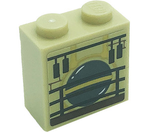 LEGO Backstein 1 x 2 x 1.6 mit Bolzen auf Eins Seite mit Pendulum und Zaun Aufkleber (22885)