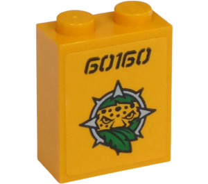 LEGO Backstein 1 x 2 x 2 mit '60160' und Jungle Explorers Logo Aufkleber mit Innenbolzenhalter (3245)