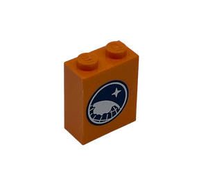 LEGO Kostka 1 x 2 x 2 s Arktický Explorer logo na oranžová Background Samolepka s vnitřním držákem čepu (3245)