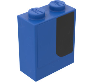 LEGO Brick 1 x 2 x 2 with Blue and Black Right Sticker with Inside Stud Holder (3245)