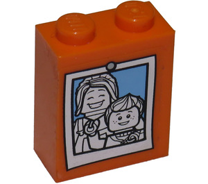 LEGO Brick 1 x 2 x 2 with Family portrait Sticker with Inside Stud Holder (3245)