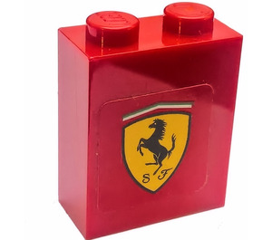 LEGO Backstein 1 x 2 x 2 mit Ferrari Logo Aufkleber mit Innenachshalter (3245)