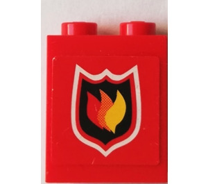 LEGO Brick 1 x 2 x 2 with Fire Logo Sticker with Inside Axle Holder (3245)