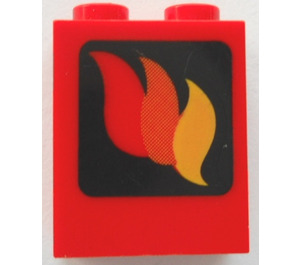 LEGO Mattoncino 1 x 2 x 2 con Fuoco logo con supporto per asse interno (3245)