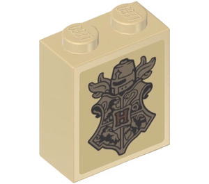 LEGO Brick 1 x 2 x 2 with Hogwarts Crest, Helmet and Plume Feathers Sticker with Inside Stud Holder (3245)