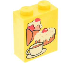LEGO Brick 1 x 2 x 2 with Ice Cream, Cake and Coffee with Inside Axle Holder (3245)