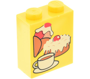 LEGO Brick 1 x 2 x 2 with Ice Cream, Cake and Coffee with Inside Axle Holder (3245 / 40113)