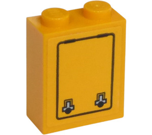 LEGO Brick 1 x 2 x 2 with Locks in Door Sticker with Inside Stud Holder (3245)