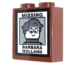 LEGO Backstein 1 x 2 x 2 mit Missing Barbara Holland Aufkleber mit Innenbolzenhalter (3245)