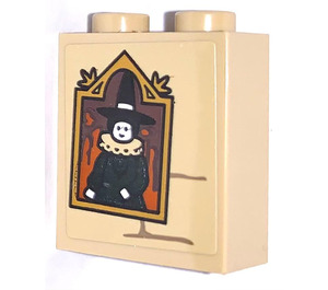 LEGO Brick 1 x 2 x 2 with Picture of Wizard with Black Hat Sticker with Inside Stud Holder (3245)