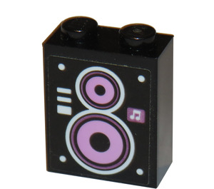 LEGO Brick 1 x 2 x 2 with pink speaker Sticker with Inside Stud Holder (3245)