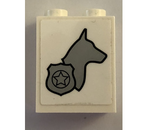 LEGO Brick 1 x 2 x 2 with right-facing dog silhouette Sticker with Inside Stud Holder (3245)