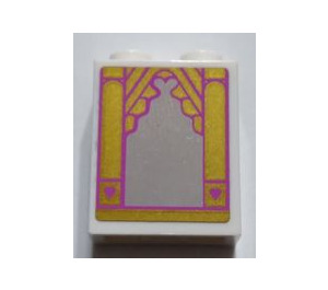 LEGO Brick 1 x 2 x 2 with Sleeping beauty's mirror from set 41060 Sticker with Inside Stud Holder (3245)