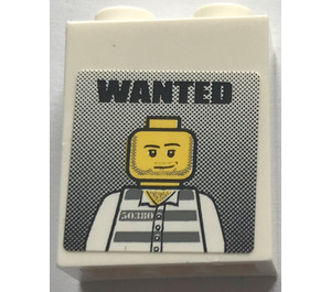 LEGO Brick 1 x 2 x 2 with Wanted Poster Sticker with Inside Stud Holder (3245)