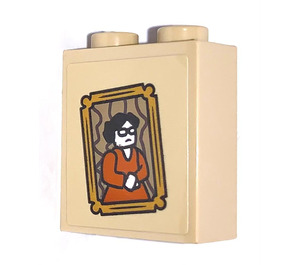 LEGO Brick 1 x 2 x 2 with Witch with Glasses Sticker with Inside Stud Holder (3245)